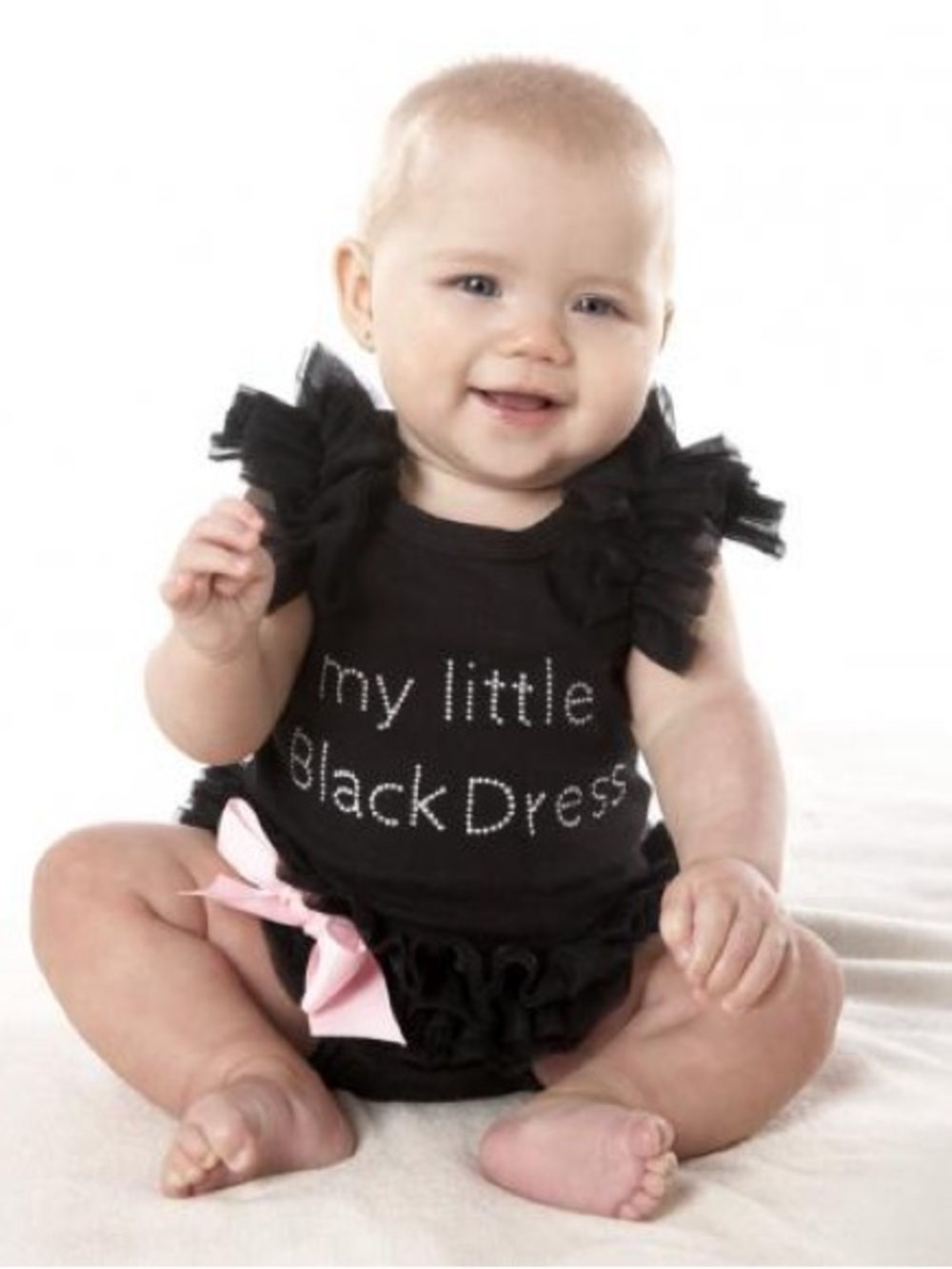 Carter's Black Ruffled Baby One-Piece Bodysuit with Pink Bow